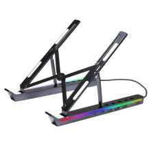 Foldable Laptop Stand 4IN1 USB RGB Stand Portable Notebook Bracket Support Base Aluminum Alloy Holder for Notebook PC A