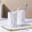 Bathroom Accessories Set 4 Piece Ceramic Vanity Set with Marble Look Design and Durable Easy Clean Surface 4