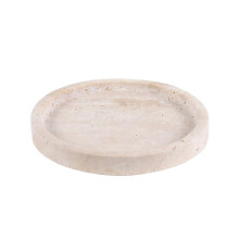 Bathroom Storage Tray 18cm Beige Jewelry Organizer for Sink Countertop, Compact SpaceSaving Design