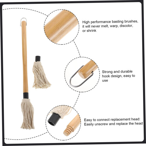 BBQ Basting Mop Brush with Easy Clean Cotton and Ergonomic Handle for Even Sauce Coverage 2
