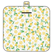 Waterproof Picnic Blanket with Lemon Pattern, Foldable Outdoor Beach Mat for Camping, Large Travel Rug for Sand and Grass