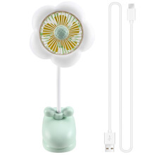 USB-Aufladbarer Clip--Ventilator, Süßes Blumen-Clip--Ventilator-Design, 360 Drehbarer Kühlventilator mit LED-Leuchten für Kinderwagen und