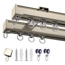 Gold Curtain Rod 2.3m Ceiling Mount with Silent Sliding Design and Stable Support for Home Decor