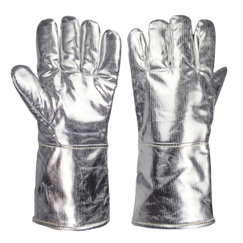 Aluminized Heat Resistant Gloves With Fireproof Comfort Lining And Extended Forearm Protection For Welding 9351714391306