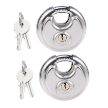 Outdoor Padlock Set, Heavy Duty Stainless Steel Discus Lock, AntiTheft CShaped Design for Gate and Fence