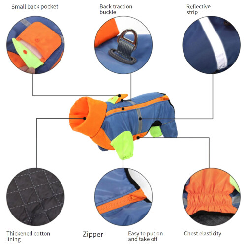 Dog Winter Jackets Colorful Pattern Reflective Dog-lan cheng L 1