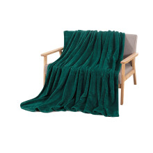 Dark Green Coral Fleece Blanket 120x200cm Ultra Soft Warm Reversible Throw for Sofa and Bed