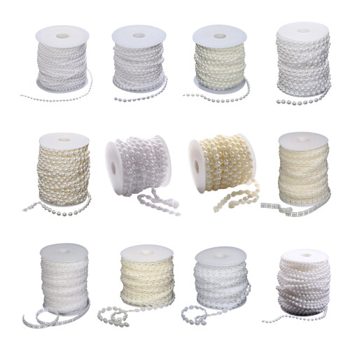 25M Artificial Pearls Beads Chain for Art-8mm semicircle pure 1
