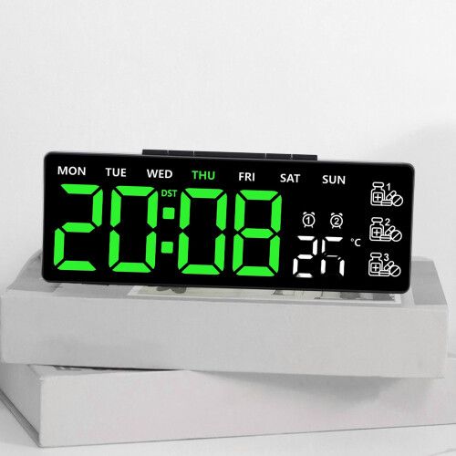 LED Digital Alarm Clock with 3 Brightness-Black shell red ligh 1
