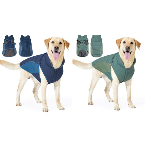 Dog Warm Vest Plain for Medium, Large Dogs Thick Coat-Blue XL 2