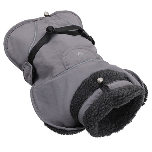 Windproof Dog Coat With Fleece Lining Reflective-XXL Grey