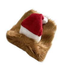 Christmas Pet Lions Wigs Santa Hat Dog Dress -Light Brown M