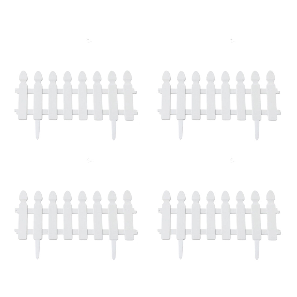 Plastic Garden Fence 4 Panel With Ground Stakes-Removable White 7709000585663