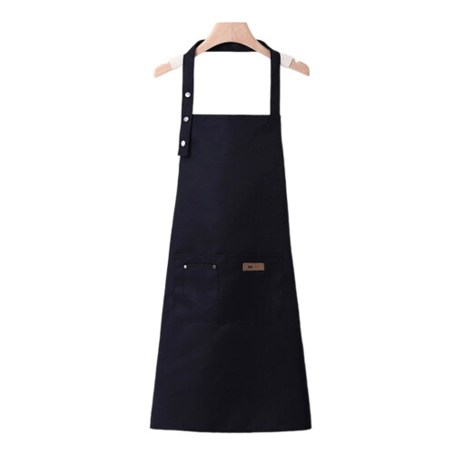 Adjustable 3 Button Apron With Oil Resistant Polyester-Black