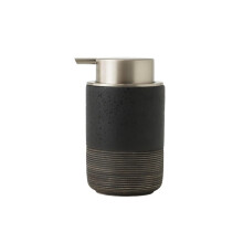 Black Ceramic Soap Dispenser 300ml Refillable Lotion Pump Bottle for Modern Bathroom Countertop Use