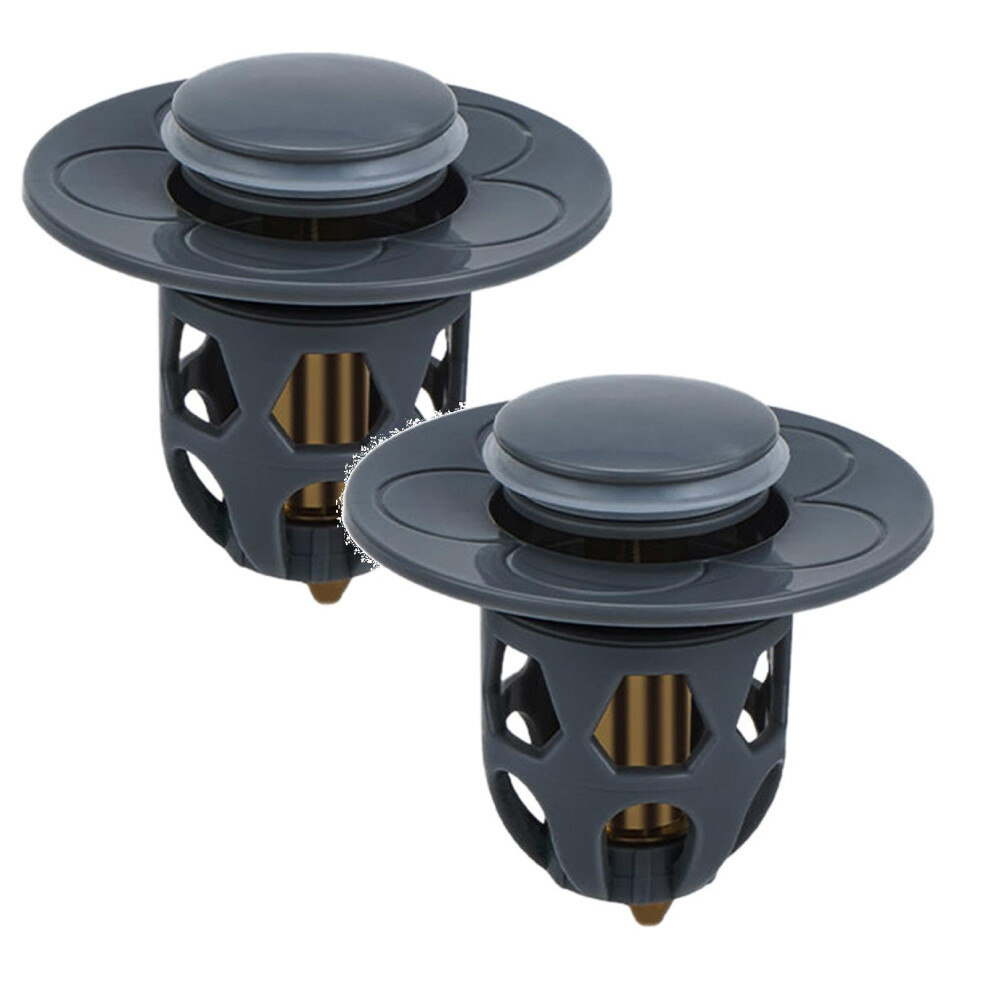 2In1 Bathroom Sink Stopper With Hair Catch Filter, Leakproof Pop Up Drain Plug, Easy Installation (2) 9330225236214