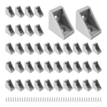 40PCS 20x20x15mm Gray Plastic Right Angle Brackets for Shelves, Durable Corner Braces with Screws