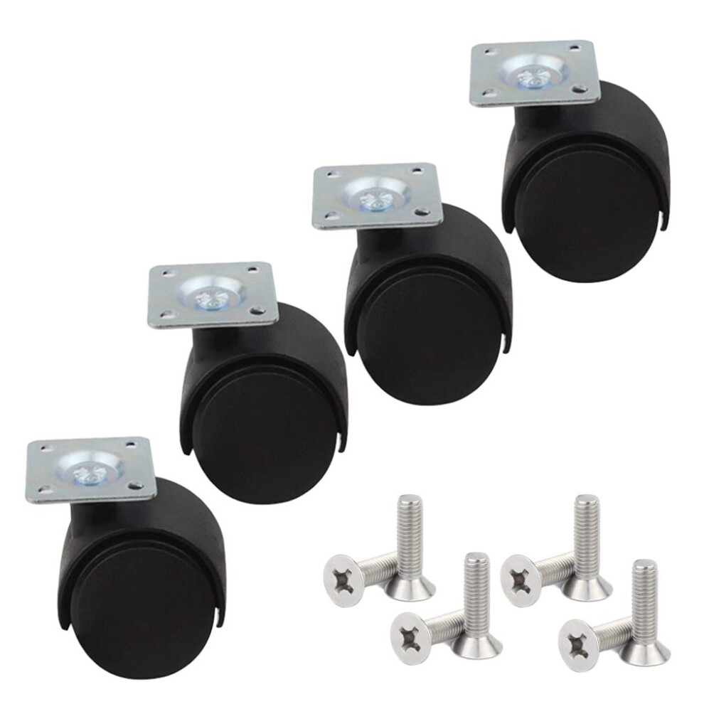Furniture Casters 40Mm Nylon Swivel Caster Wheels With Brakes Dual Wheel Plate Design For Chairs And Tables 4Pcs 9330225236252