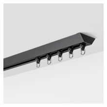 UltraThin Invisible Ceiling Curtain Track, Aluminum Rail for Bedroom and Bay Window, Easy Ceiling Installation, Black 140cm