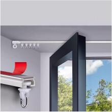 No Drill Ceiling Curtain Track 20ft Aluminum Waterproof Self Adhesive Curtain Rod with Smooth Glide Rollers