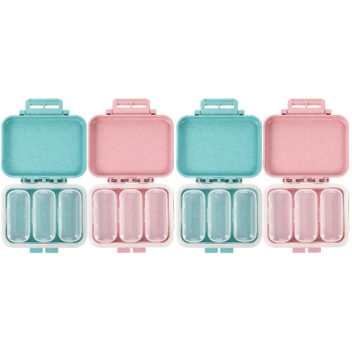 4Pcs Assorted Color Household Medicine Dispenser Multi-Grid Organizer