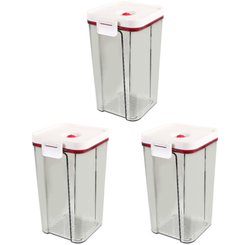 3Pcs Clear Plastic Vacuum Sealed Jars for Coffee Tea Sugar Storage