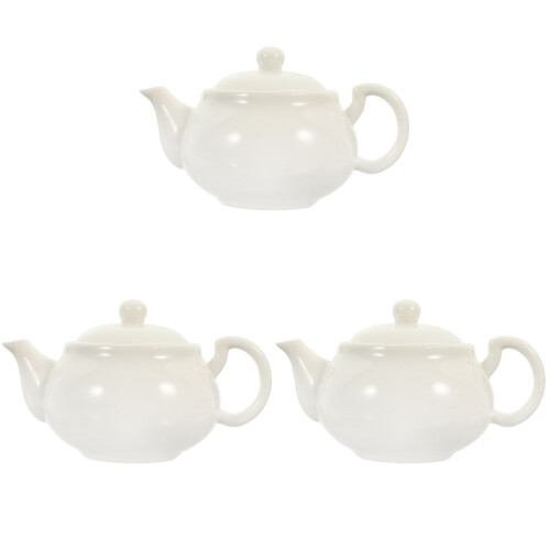 3Pcs Ceramic Teaware White Teapots for Tea Serving Portable