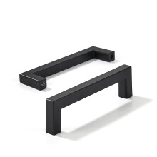 10 Pack Matte Black Cabinet Handles 96mm Hole Centers, Modern Square Drawer Pulls for Kitchen Cabinets