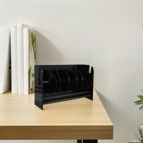 Black Acrylic Label Roll Dispenser Adjustable for Office Use 2