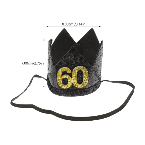1Pc Lightweight Black Decorative Birthday Party Crown Hat 1