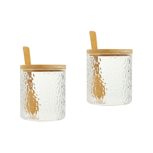 2Pcs Transparent Glass Spice Canisters with Spoon for Kitchen 2