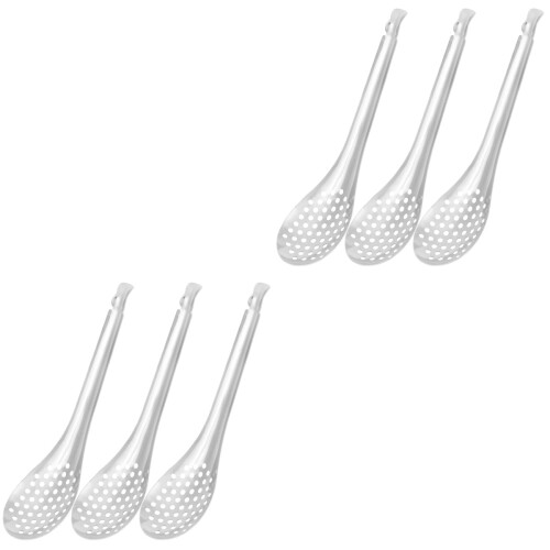 6Pcs Ergonomic Stainless Steel Slotted Caviar Spoons Silver Kitchen 1
