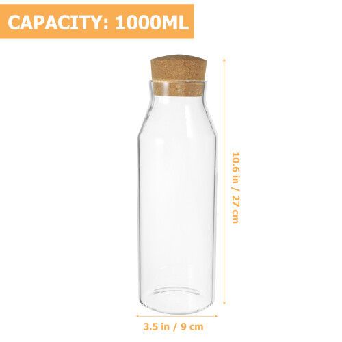 2Pcs Glass Canisters with Cork Lids Transparent Kitchen Storage Jars 1