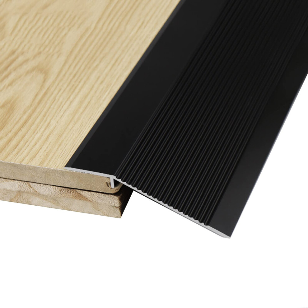 Black Aluminum Floor Transition Strip 90Cm, Durable Threshold Strip For Carpet To Tile And Uneven Floors 9351714392518