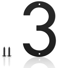 16 Inch Black Metal House Numbers for Outside Mailbox, Weatherproof Matte Finish, Rust‑Resistant Number 3