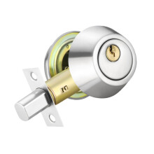 Stainless Steel Door Knob with Lock and Key, Round Entry Handle for Bedroom or Front Door