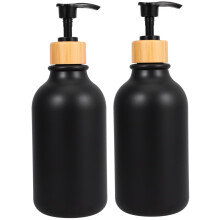 2pcs Matte Black Soap Dispenser Bottles 500ml Refillable Pump Set for Bathroom Kitchen Shampoo Lotion