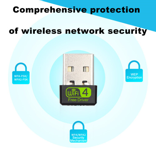 RTL8188GU 150Mbps USB Wireless Card 20x15x6 Black 1