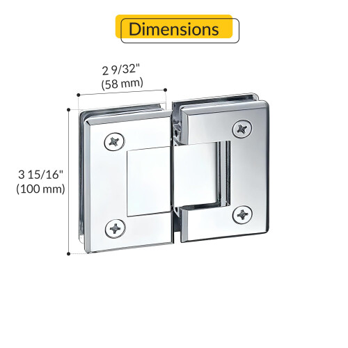 Frameless Glass Shower Door Hinge 180 Full Opening Bright Chrome Solid Brass Bevel Edge 1