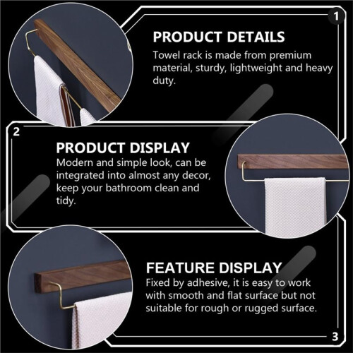 Wall Mounted Towel Rack for Bathroom - Large Solid Wood Storage Bar