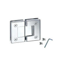 Frameless Glass Shower Door Hinge 180 Full Opening Bright Chrome Solid Brass Bevel Edge