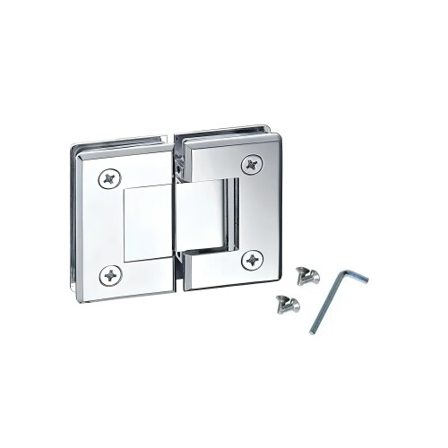 Frameless Glass Shower Door Hinge 180 Full Opening Bright Chrome Solid Brass Bevel Edge