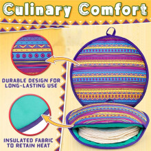 Tortilla Warmer Pouch (Multicolor, 12 Inch), Microwavable Fabric Tortilla Heater Pouch to Keep Tortillas Soft & Warm
