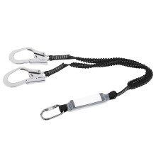 Safety Harness with Energy Absorption System, Durable Elastic Rope and Locking Alloy Carabiner for Aerial Work