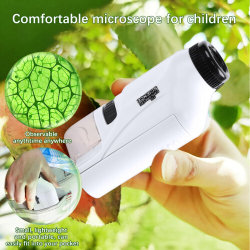 Mini Portable Microscope for Kids White Compact Educational Pocket Microscope for Science Learning 1