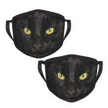 2 Pack Black Cat Reusable Face Mask, Breathable Washable Dustproof Face Cover for Men and Women