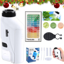 Mini Portable Microscope for Kids White Compact Educational Pocket Microscope for Science Learning