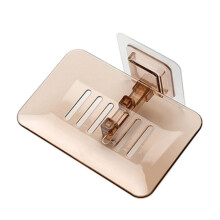 Wall Mounted Soap Dish with Drain, Fast Drainage Design, Adhesive Bathroom Soap Holder Rack for Sink (Tan)
