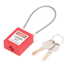 Lockout Tagout Safety Padlock with Stainless Steel Cable, Anti‑Lost Key Design, Writable ID Label