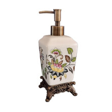 Ceramic Soap Dispenser 340ml Antique Refillable Bathroom Lotion Bottle with Antirust Metal Pump